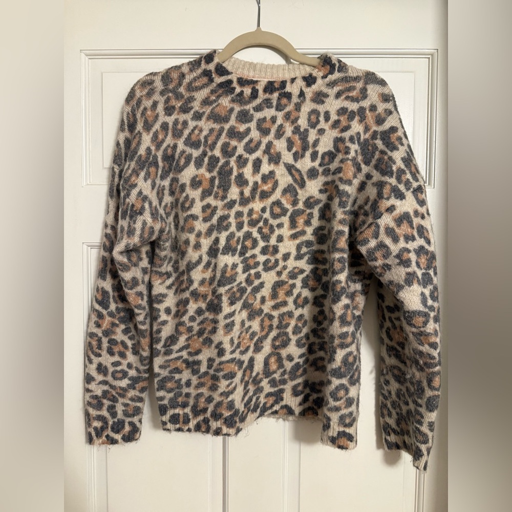 Boden Leopard Print Crew Neck Sweater - Black and Brown